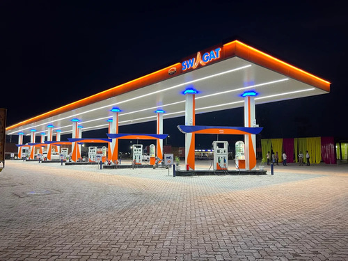 Petrol Pump Canopy With Roofing And Ceiling - Material: Stainless Steel