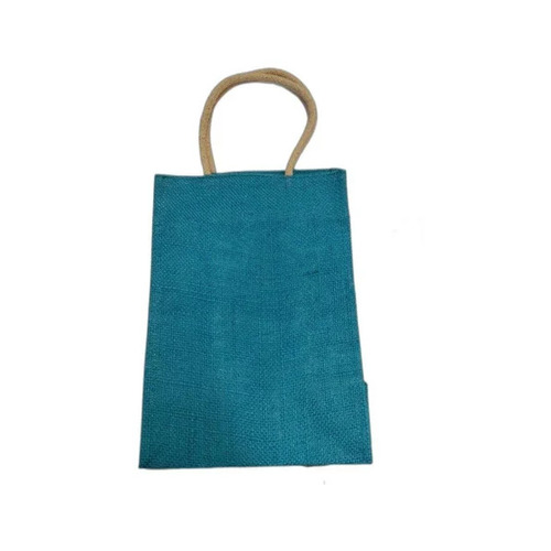Blue Plain Jute Lunch Bag