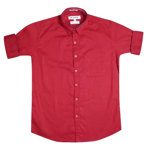 Men Plain Red Cotton Shirt