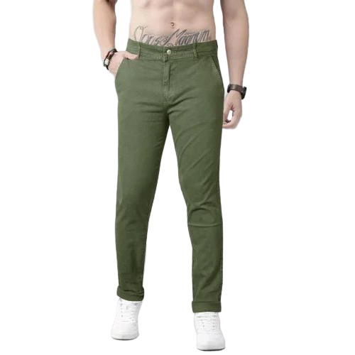 Men Green Cotton Pant