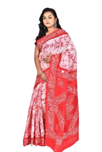 Women Cotton Handbatik Saree With Blouse Piece
