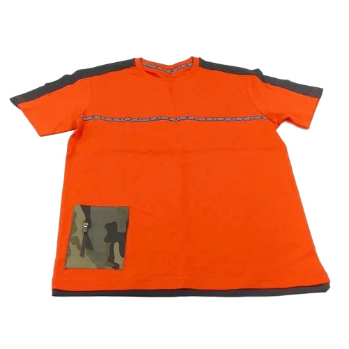Men Printed Cotton T-Shirt - Cotton, L-XXL, Orange | O-Neck, Anti-Wrinkle, Anti-Shrink, Breathable, Machine Wash