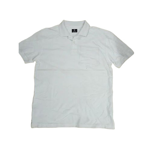 Men White Plain T Shirt