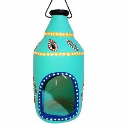 Terracotta Bottle Shaped Hanging Tea-Light Holder