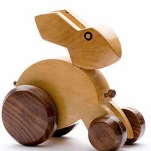 Wooden Rabbit On Wheel Toy