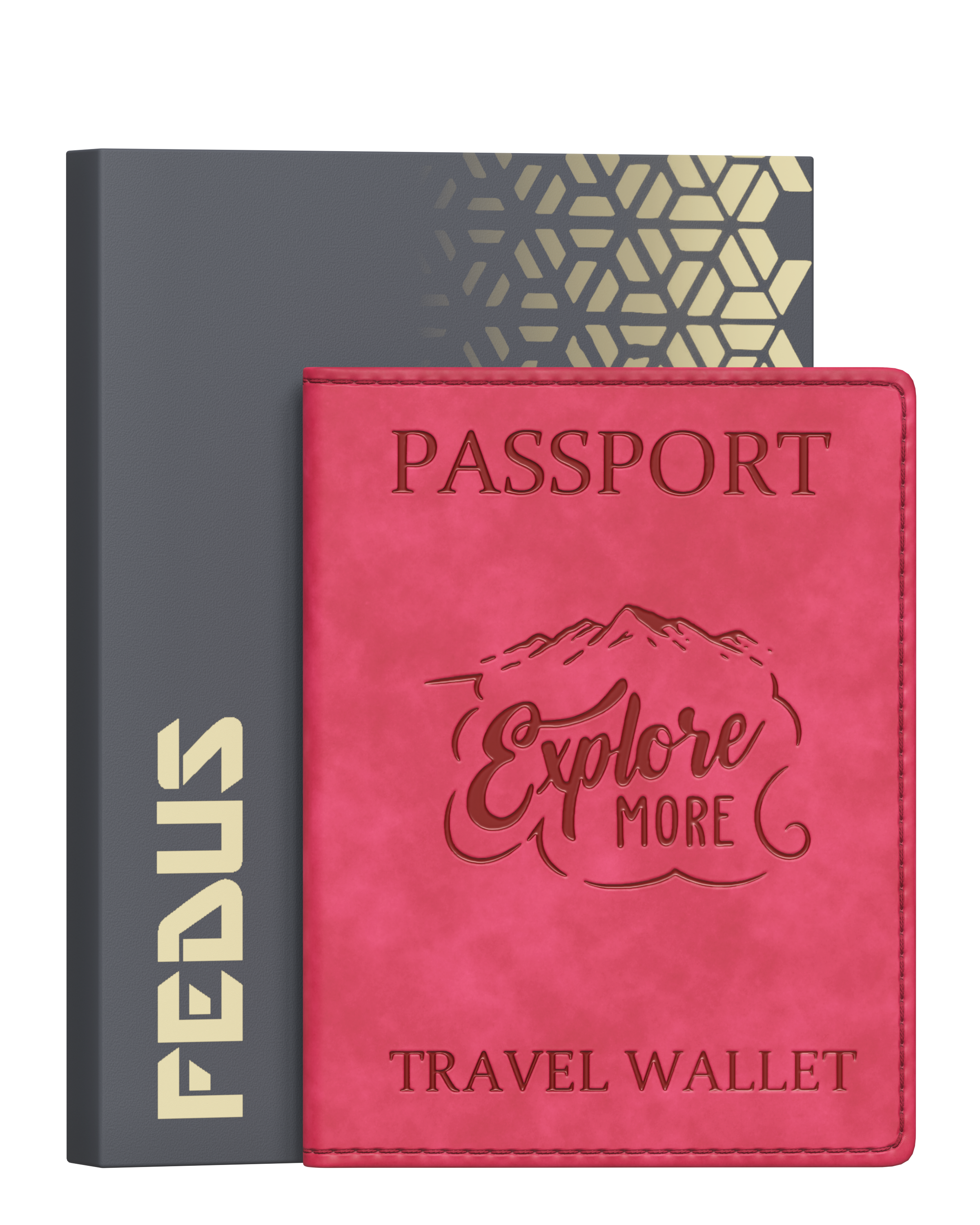Fedus Faux Leather Passport Holder Wallet Card Boarding Pass Slots Rfid Protected Travel Organiser