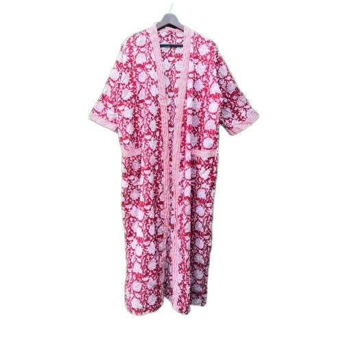 Ladies Pink Cotton Bathrobe
