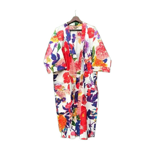 Ladies Printed Cotton Bathrobe