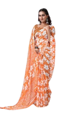 Floral Print Soft Georgette Saree