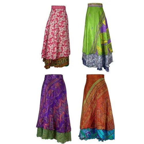 Indian Plus Size Boho Vintage Silk Long Wrap Skirt