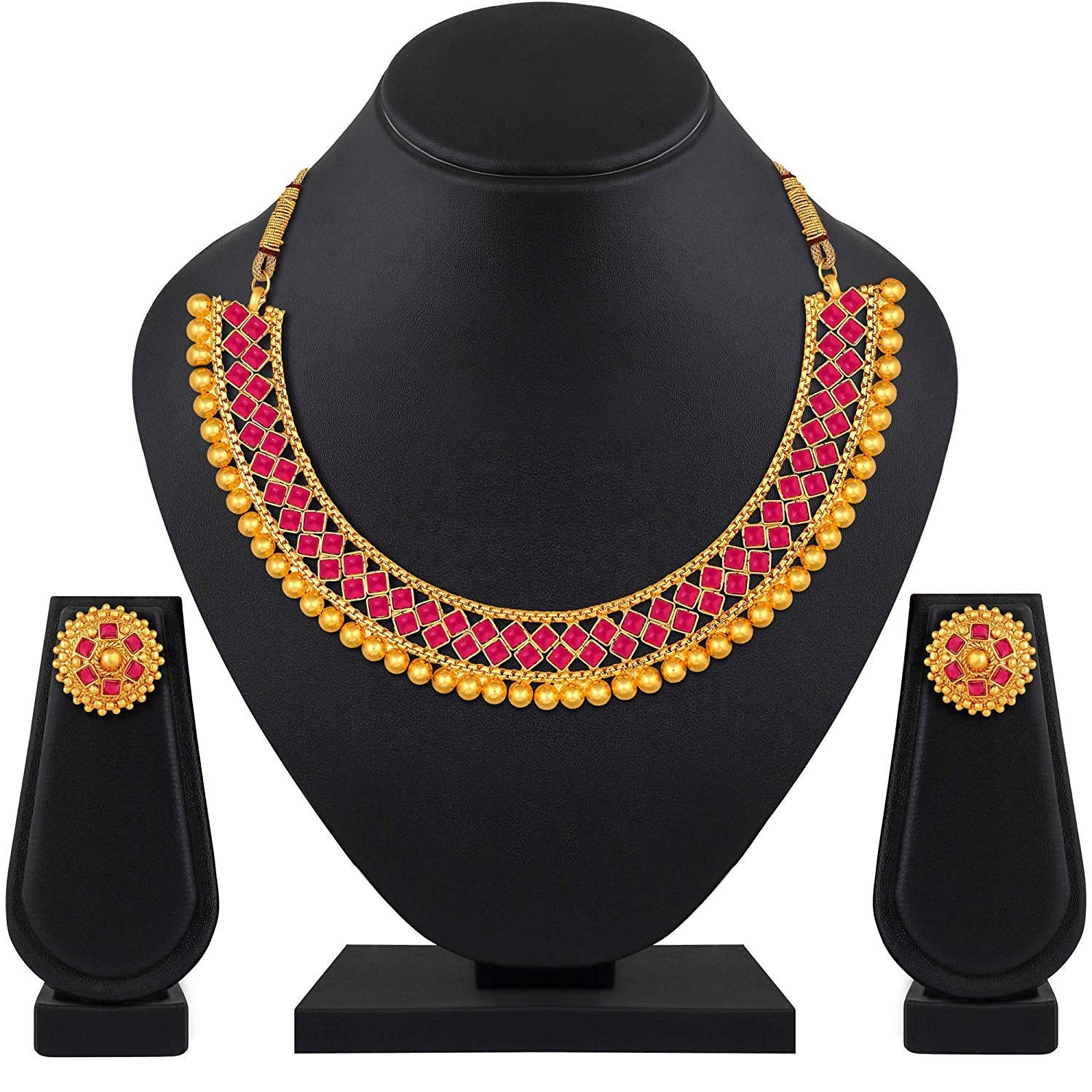Cream Meenakari Kundan Bridal Earring Set