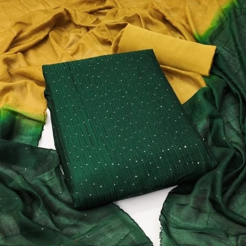 Embroidered Chanderi Dress Material