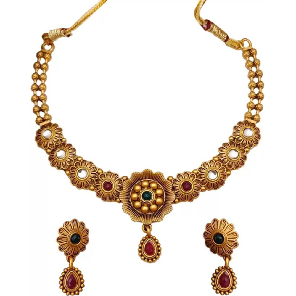 J D Jewellers 22k Gold Plated Choker Set