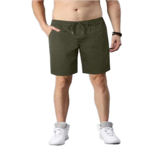 Men Green Cotton Shorts