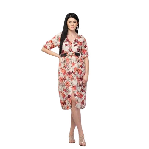 V Shape Floral Women Dress