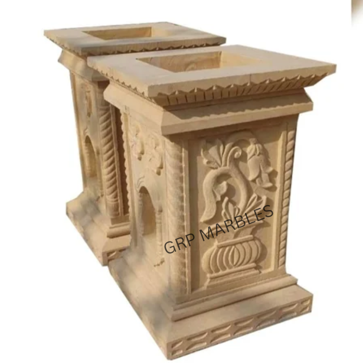 Sandstone Tulsi Stand Pot