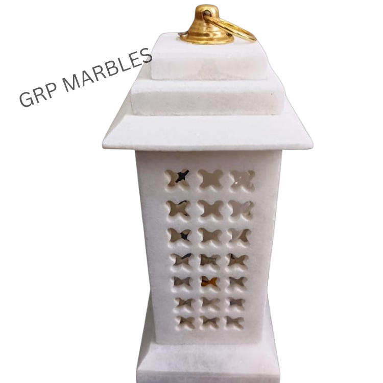White Marble Jali Lamp
