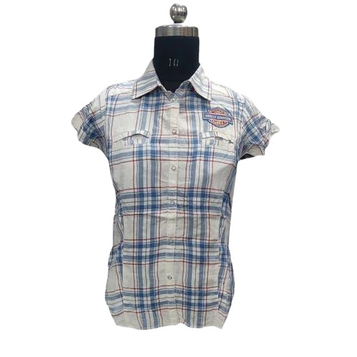 Women Half Check Shirt