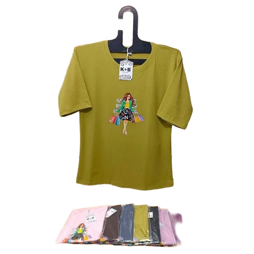 Ladies Printed Round Neck T Shirt