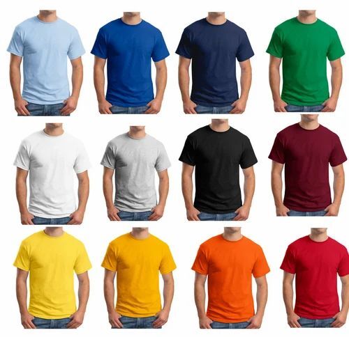 Multi Color Round Neck Plain T Shirt