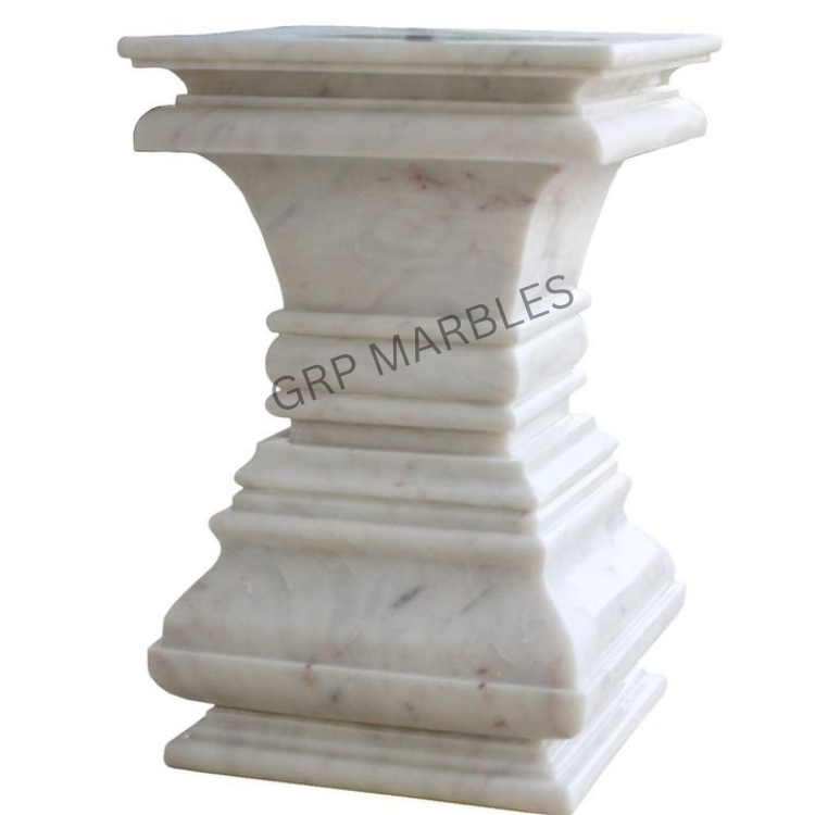 Square White Marble Pedestal