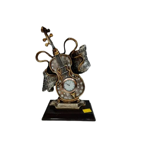 Violin Shaped Table Clock - Color: Golden