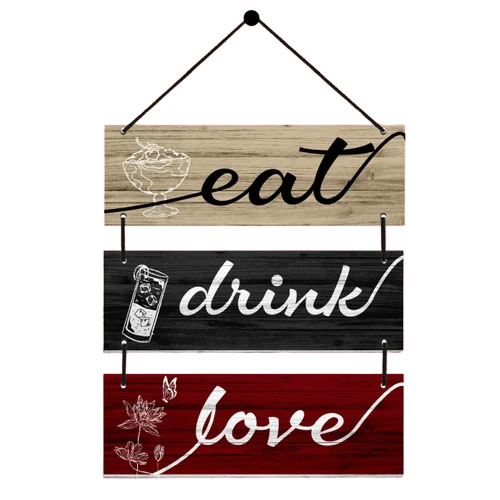Wooden Eat Drink Love Wall Hanging