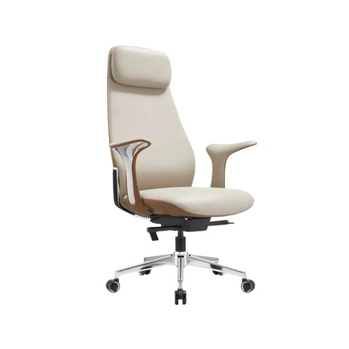 Beige Leather Executive Office Chair
