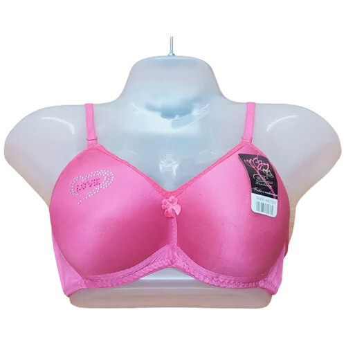 Ladies Pink Poly Cotton Padded Bra