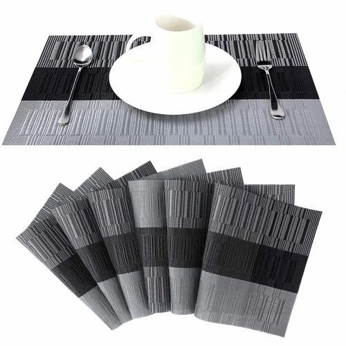 Silver Black Dining Table Mat Set