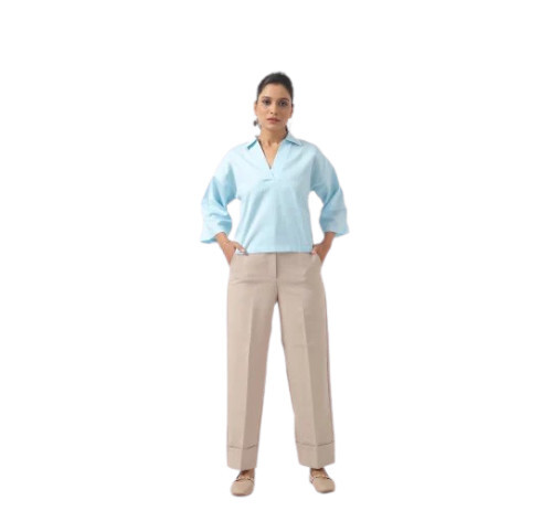 Women's Light Blue 3/4 Sleeve V-Neck Top