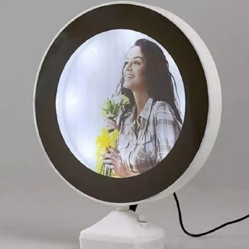 Plastic Round Magic Mirror Tabletop Photo Frame