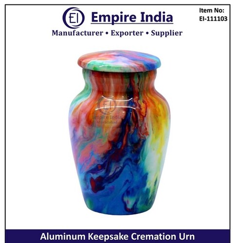 Colorful Aluminum Keepsake Cremation Urn - Color: Rainbow