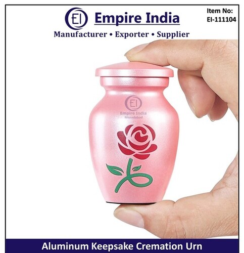 Pink Aluminum Keepsake Cremation Urn - Finishing: Painting