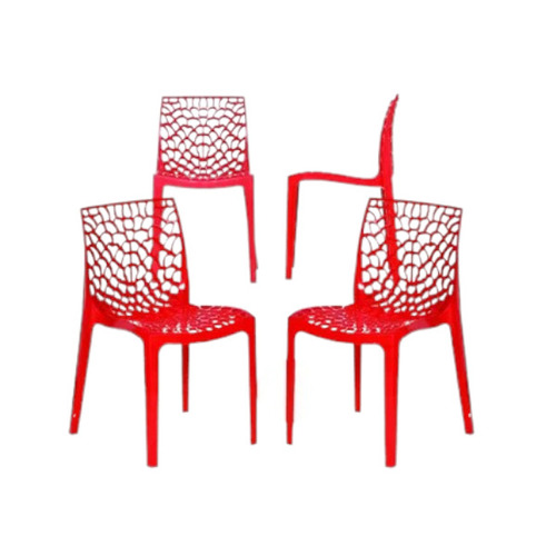 Red Plastic Armless Chair