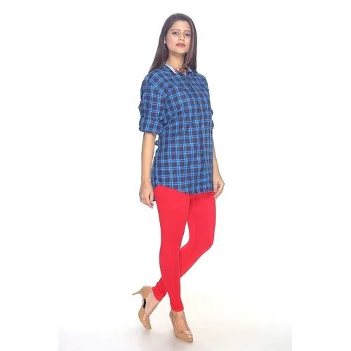 Straight Legs Ladies Red Churidar Plain Legging