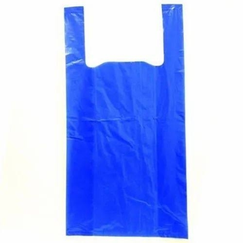 W Cut Plastic Carry Bag - Color: Blue