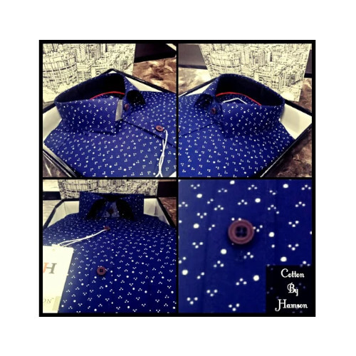 Mens Blue Cotton Shirt