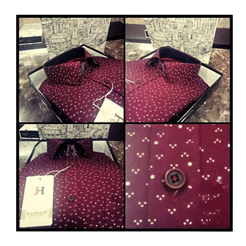 Mens Cotton Maroon Shirt