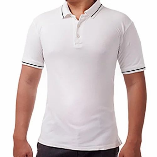 Men White Plain T Shirt