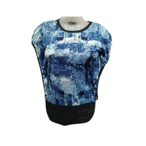 Women Round Neck Rayon Top - Color: Multicolor