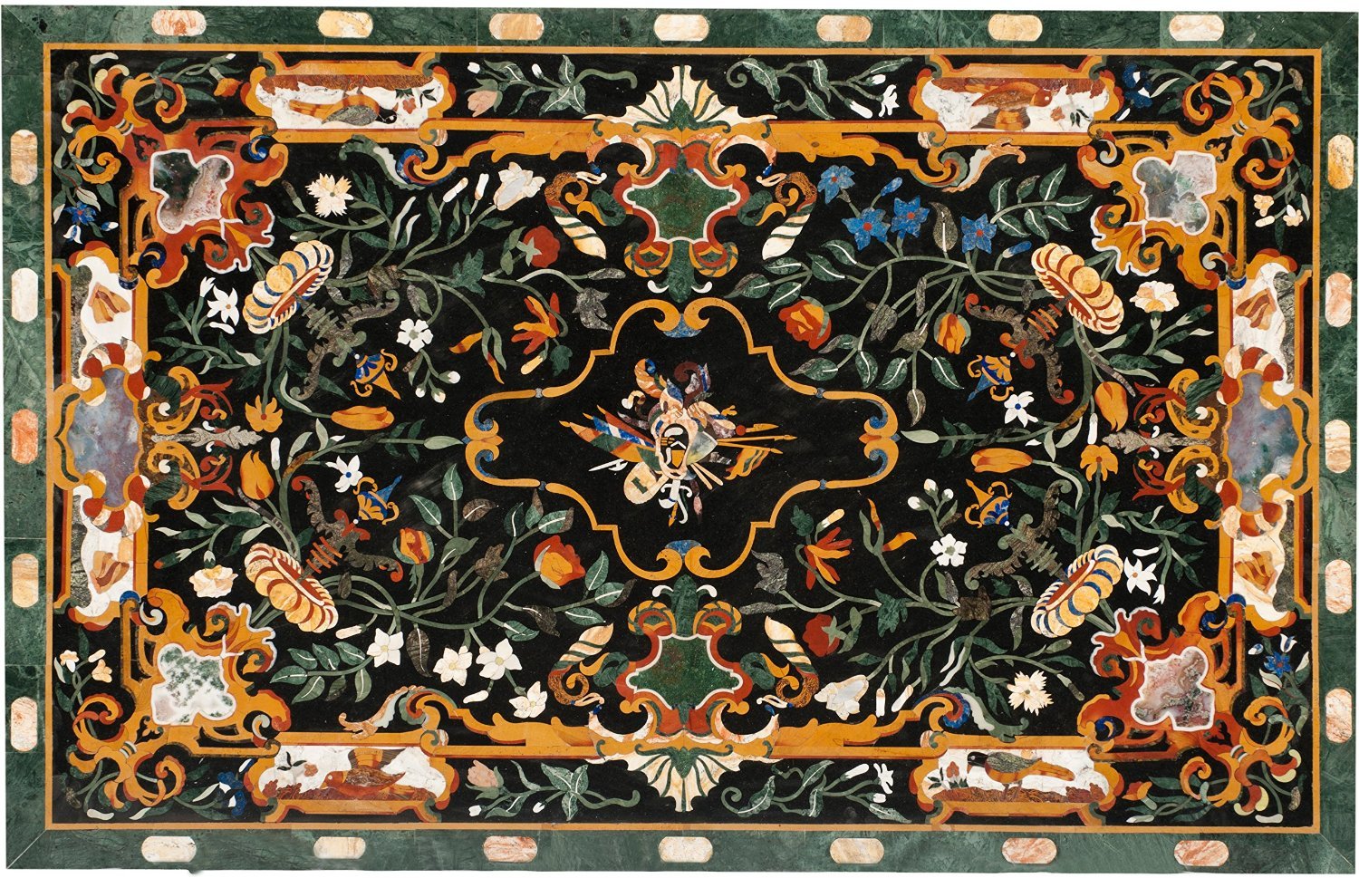 Black Marble Inlay Handicraft Table Top - Use: Home Decoration