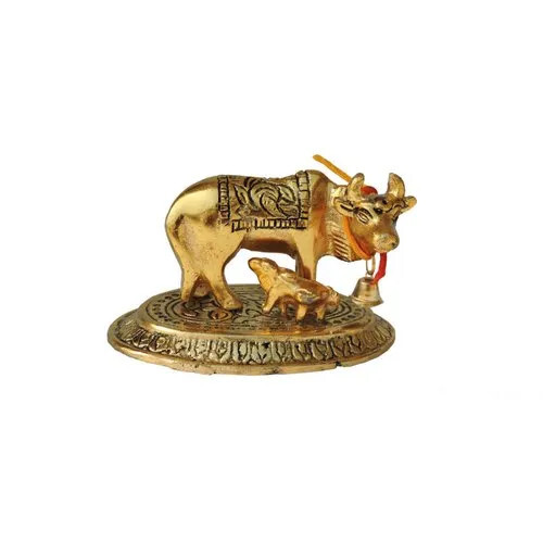 Brass Kamdhenu Cow And Calf Statue Statue