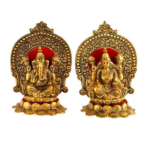 Gold Plated Brass Laxmi Ganesh Statue
