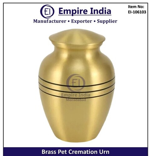 Polished Brass Pet Cremation Urn, Durable Ash Storage Jar - Color: Golden