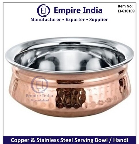 Premium Copper And Stainless Steel Hammered Serving Handi