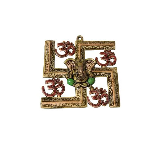 Brass Om Ganesha Swastik Wall Hanging