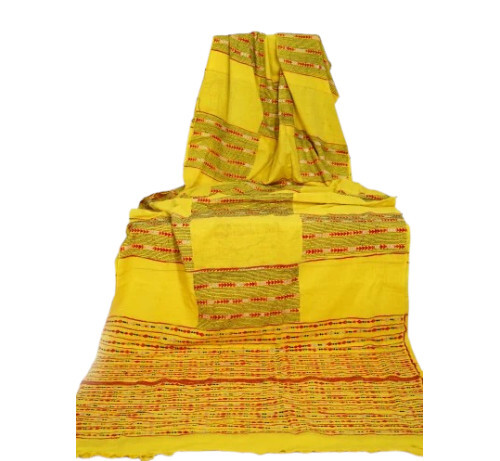 Katha Stitch Yellow Saree