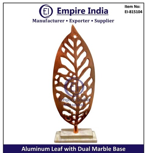 Aluminum Leaf Decor With Dual Marble Base - Color: Copper Color
