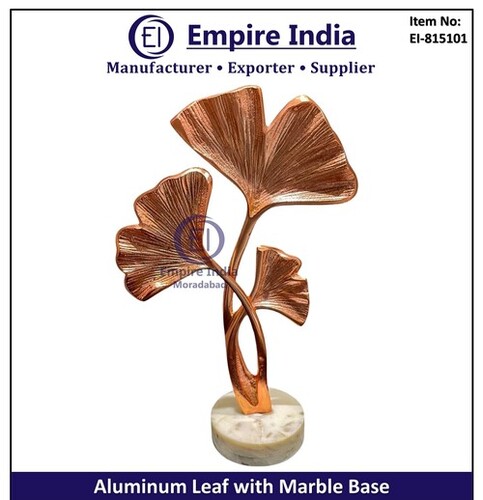 Aluminum Leaf Table Decor With Marble Base